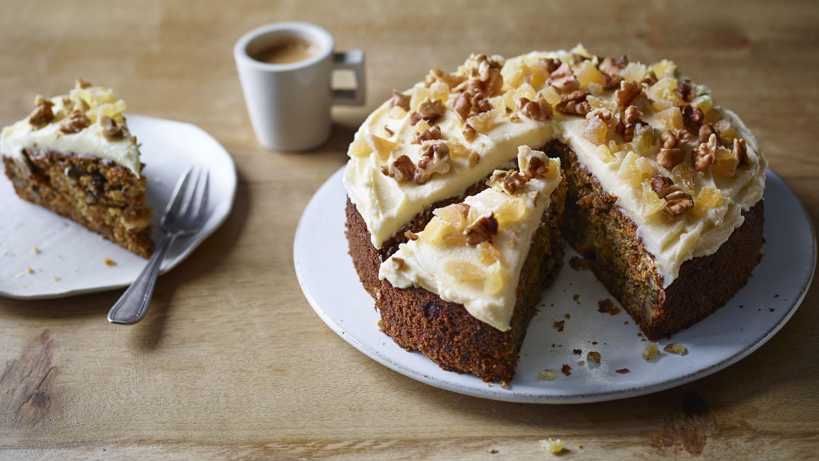 Ginger and walnut carrot cake
